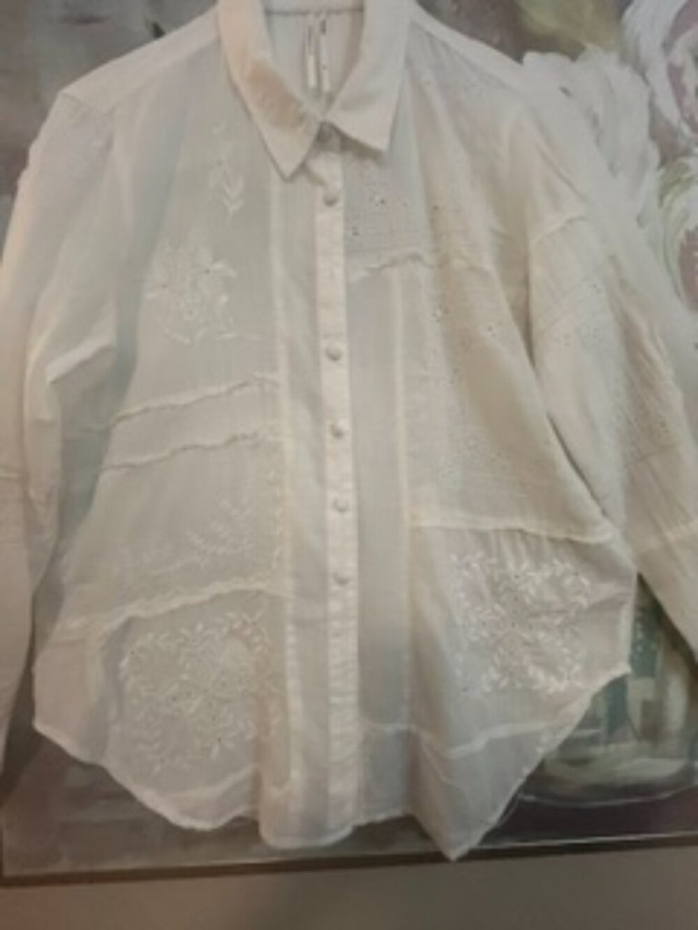 By Anthropologie Eyelet Embroidered Boho Blouse | 100% Cotton